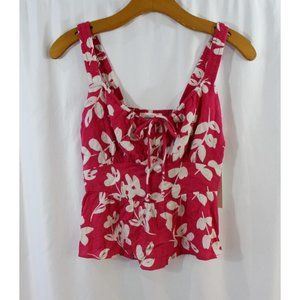 NWT Urban Romantics Pink White Floral Sleeveless Peplum Crop Top XS